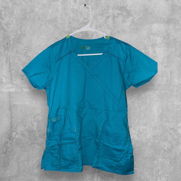 Women's Wonder Flex Blue Scrub Set - Picture 1 of 6